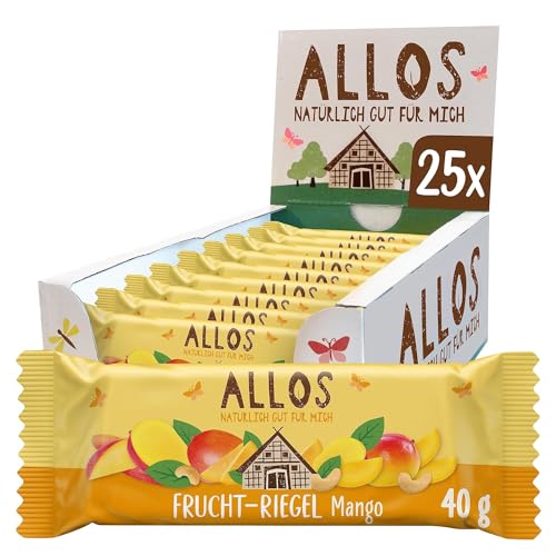 Allos Fruchtriegel Mango, Bio Riegel, Energieriegel, Sportriegel, Vegan, 25 x 40g von Allos