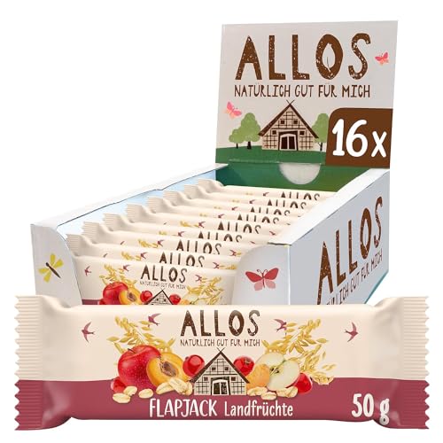 Allos Hafer Flapjack Landfrüchte, Bio Riegel, Energieriegel, Sportriegel, Vegan, 16 x 50g von Allos