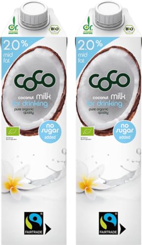 Dr. Antonio Martins - Coco Milk for Drinking mit 2,0% Fett I Leckere Milch Alternative I Vegan I Glutenfrei (2x 1000 ml) von Dr. Antonio Martins