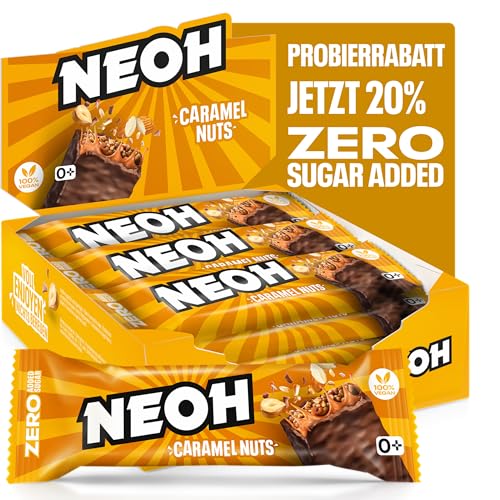 NEOH Zero Zucker Karamell-Nuss-Riegel | Vegan & Low Carb | 137 kcal & 1g Zucker | 6g Protein | Die gesunde Alternative zu herkömmlichen Süßigkeiten | 12er Pack von NEOH