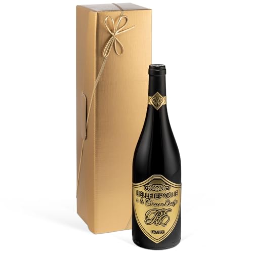 Luxus Weingeschenk für Bordeaux-Liebhaber | Belle Epoque á la Maison Laufèr Rotwein (0,75L) im Geschenk Set gold (Frankreich) Syrah im Eichenholzfass gereift von Prime Presents