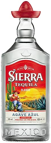 Sierra Tequila Blanco (1 x 1000 ml) – das Original mit dem roten Sombrero aus Mexico – Tequila Blanco mit fruchtig, frischen Aromen – ideal als Shot mit Salz & Zitrone – 38 % Alk. von Sierra