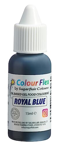 Sugarflair Colourflex Lebensmittelfarbe auf Ölbasis Königsblau, Flüssige Lebensmittel Farbe Hochkonzentriert, Food Coloring für Buttercreme, Schokolade, Teige, Fondant, Zuckerguss und mehr - 15 ml von Sugarflair Colours