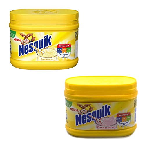 Nesquik Strawberry and Banana Flavour Bundle | Enjoy These Classic Flavours with Your Milk | 1x300g Strawberry Tub and 1x300g Banana Flavour Tub | Total of 2 x 300g Tubs von Nesquik