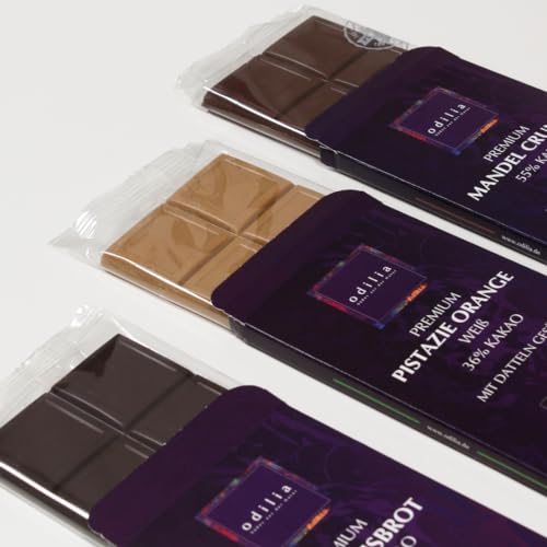 Schokolade "Mix" | MIT DATTELN gesüßt | vegan - bio - glutenfrei | odilia | 3 x PREMIUM Dattel-Schokolade ohne zugesetztem Zucker | rein pflanzlich | 3 x 70 Gramm von odilia