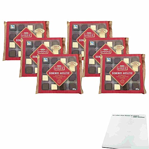 Lambertz Aachener Dominos Auslese Ümhüllt mit Zartbitter-, Vollmilch und weißer Schokolade 6er Pack (6x200g Packung) + usy Block von usy