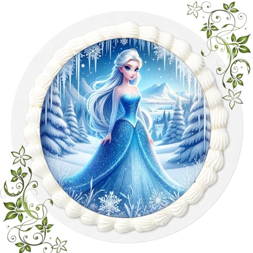 Für den Geburtstag ein Tortenbild, Zuckerbild mit Motiv, Essbares Foto für Torten, Tortenbild, Tortenaufleger Ø 20cm FONDANT Kompatibel mit Frozen die Eisköniging Nr. 26 von Zeelec