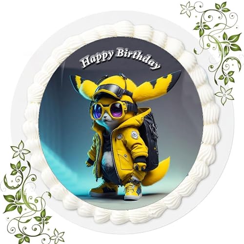 Für den Geburtstag ein Tortenbild, Zuckerbild mit dem Motiv: Pokemon Pikachu, Essbares Foto für Torten, Tortenbild, Tortenaufleger Ø 20cm FONDANT Pokemon Pikachu Nr. 17 von "