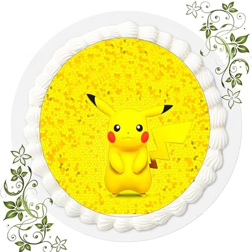 Für den Geburtstag ein Tortenbild, Zuckerbild mit dem Motiv: Pokemon Pikachu, Essbares Foto für Torten, Tortenbild, Tortenaufleger Ø 20cm FONDANT Pokemon Pikachu Nr. 2 von "
