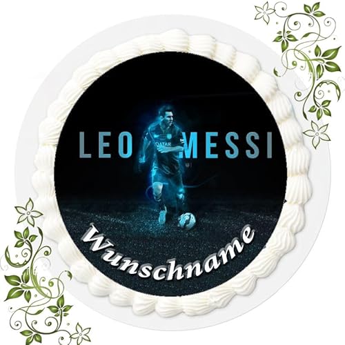 Fussball + Wunschname Tortenaufleger Tortenbild Geburtstag Fondant Ø 20cm Messi Fussball Nr. 39 von "