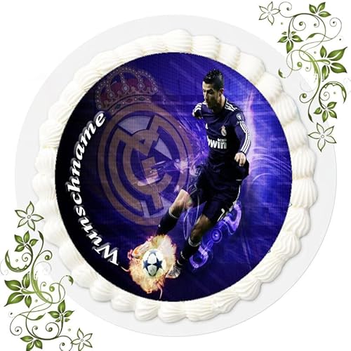 Fussball + Wunschname Tortenaufleger Tortenbild Geburtstag Fondant Ø 20cm Ronaldo Fussball Nr. 44 von "