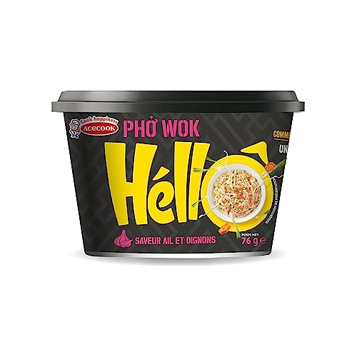 HELLO PHO WOK Instantreisnudeln, Knoblauch, Zwiebel - 1 x 76 g von エースコック