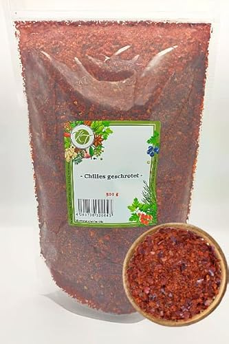 K T 500 g Chilies geschrotet ohne Kerne Chilischoten grob gemahlen 1A Qualität von K T