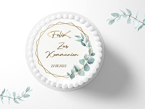 Personalisierbarer Tortenaufleger zur ersten heiligen Kommunion, ⌀20cm Zuckerbild, Foto für Torten, Fondant von "