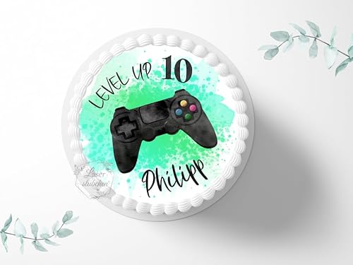 Tortenaufleger Gamer personalisierbar zum Geburtstag, ⌀20cm Zuckerbild, Foto für Torten, Fondant 3043G von "