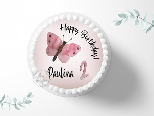 Tortenaufleger Schmetterling personalisierbar, ⌀20cm Zuckerbild, Foto für Torten, Fondant 3000G von "