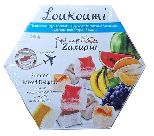 Traditionelle zypernische/türkische Loukoumi Delight Sweet Zacharia 250 g – 1 x Mix Wassermelonen-Geschmack 1644 von Ζαχαρία