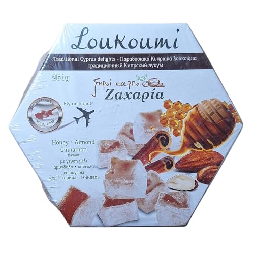 Traditionelle zypernische/türkische Loukoumi Delight Sweet Zacharia 250g - 1x Mix Honig Mandel Zimt 1606 von Ζαχαρία