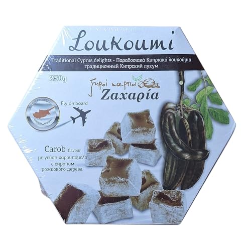 Traditionelle zypernische/türkische Loukoumi Delight Sweet Zacharia 250g - 1x Mix Johannisbrot 1668 von Ζαχαρία