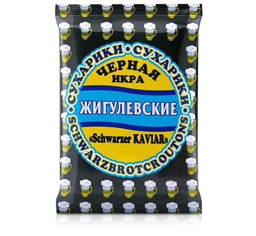 Zhiguljovskie suhariki Croutons-Brotsnack mit schwarzer Kaviargeschmack 5x50g von ЖИГУЛЕВСКИЕ