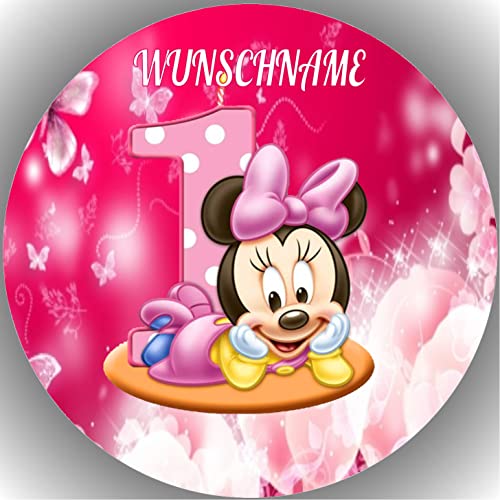 Fondant Tortenaufleger Tortenbild Geburtstag kompatibel mit Minnie Maus personalisiert K1 von 000