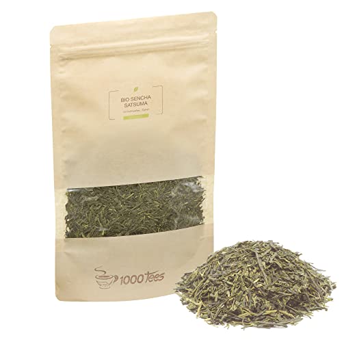 Grüntee BIO Sencha Satsuma aus Japan, lieblich, grasig/nori, mild, frisch abgefüllt von 1000tees