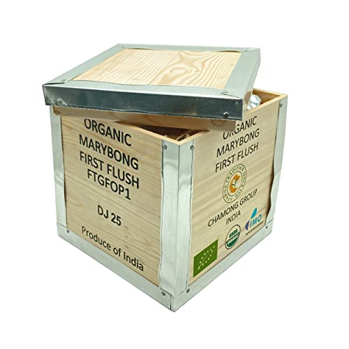 Schwarztee BIO Marybong Darjeeling in 1kg Teekiste aus Holz aus Darjeeling, fruchtig, lieblich, blumig, frisch abgefüllt von 1000tees