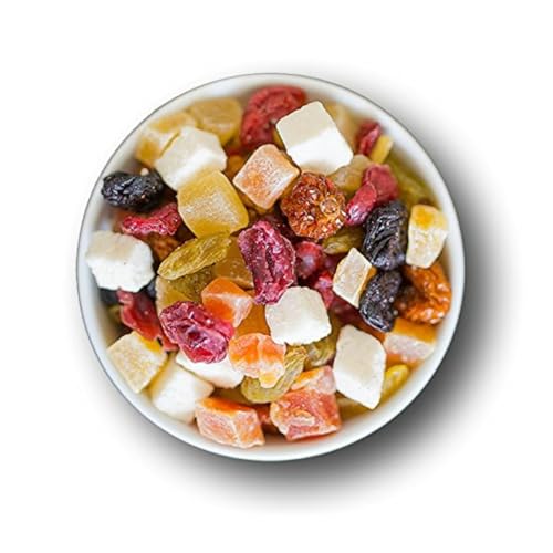 1001 Frucht I Hausgemacht Fruchtmischung - exotische Trockenfrüchte Mix fein I Kandierte Früchte u. Trockene Früchte Mix nach Omas Rezept I Trockenobst gemischt geschwefelt gentechnikfrei (500 g) von 1001 Frucht