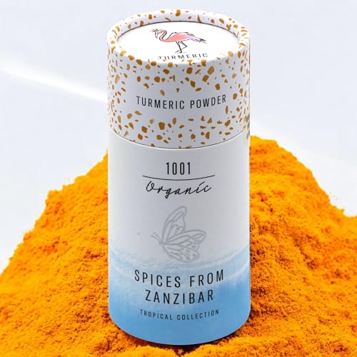 1001 Organic Kurkuma-Pulver 45g, frischer Kurkuma aus Sansibar, Kurkuma gemahlen, Gewürze Gewürzmischung Spices, Curcuma Gelbwurz Kurcuma Tumeric Powder Kukuma, zum kochen backen & grillen von 1001 Organic