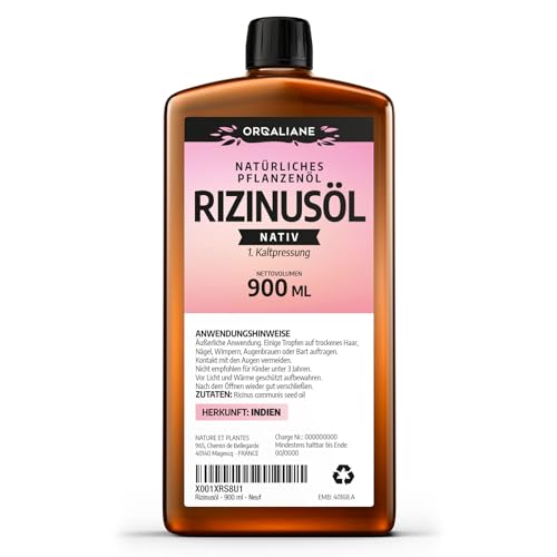 Rizinusöl 900 ml - 100% nativ - kalt gepresst - Ricinus Communis - Orgaliane von 123gelules