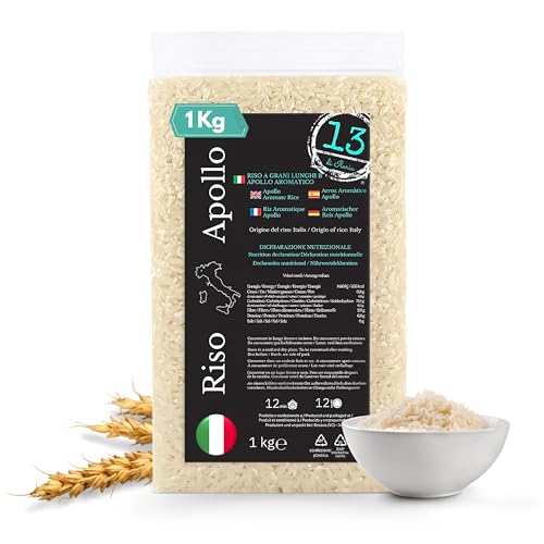 1 kg aromatisierter Apollo-Reis (italienische Alternative zu exotischem oder duftendem Reis wie Basmati und Jasmin) 13 von Ilaria – Hergestellt in Italien von 13 di Ilaria