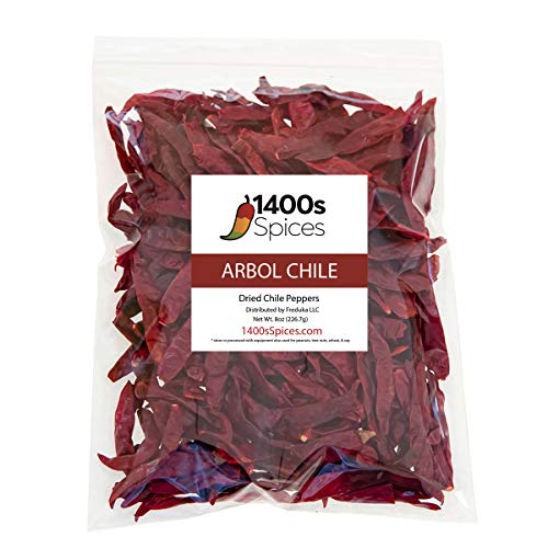 8oz Chile de Arbol S17. Dried Arbol Whole Chilies Peppers, Chili Seco Pods for Authentic Mexican Food by 1400s Spices von 1400S SPICES