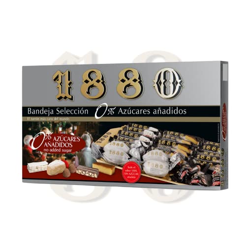 1880 | Auswahl-Tablett 0 % Zuckerzusatz 400 g| Das teuerste Turrón der Welt | Servierfertig von 1880