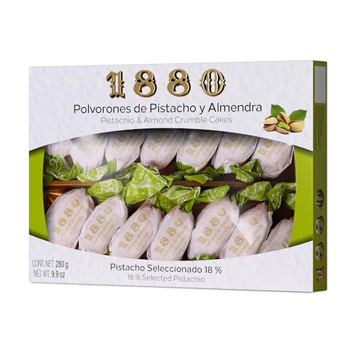 1880 - Polvorones mit Pistazien und Mandeln, beste Qualität, typisches spanisches Weihnachtsgebäck, handgemachtes Rezept, einzeln verpackt, traditionelle, hergestellt aus erlesenen Mandeln, 280 gr. von Sattie