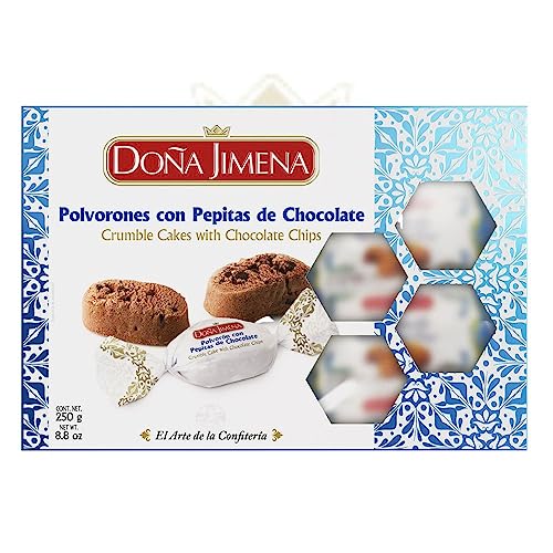 DOÑA JIMENA – Schoko-Polvorones mit Schokoladenstückchen, höchste Qualität, typisches Weihnachtsgebäck, handwerklich hergestelltes Rezept, 250 g von Doña Jimena