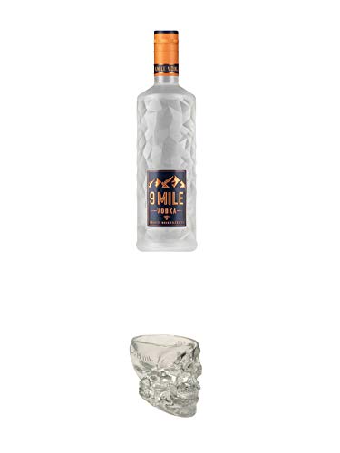 9 Mile Vodka Deutschland 0,5 Liter + Wodka Totenkopf aus Glas 1 Stück 29 ml von 1a Schiefer