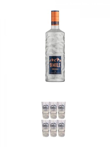 9 Mile Vodka Deutschland 3,0 Liter + 9 Mile STAPELBAR Vodka Glas 6 Stück von 1a Schiefer