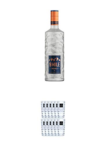 9 Mile Vodka Deutschland 3,0 Liter + Three Sixty Vodka Gläser 12 er Karton von 1a Schiefer