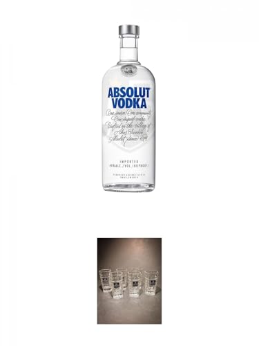 Absolut Blue Vodka 0,70 Liter + Three Sixty Vodka SHOT Glas mit Eichstrich 2 & 4 cl - 6 Stück von 1a Schiefer