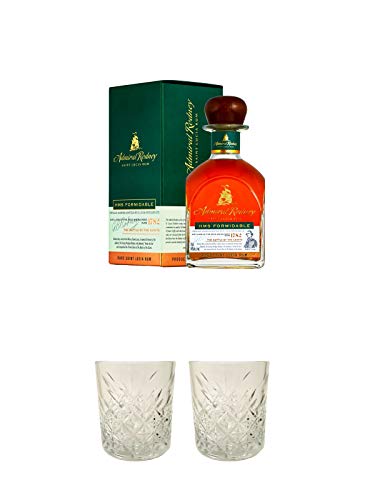 Admiral Rodney Rum HMS Formidable St. Lucia 0,7 Liter + Rum Glas 1 Stück + Rum Glas 1 Stück von 1a Schiefer