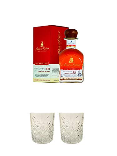 Admiral Rodney Rum HMS Princessa St. Lucia 0,7 Liter + Rum Glas 1 Stück + Rum Glas 1 Stück von 1a Schiefer