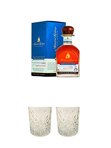 Admiral Rodney Rum HMS Royal Oak St. Lucia 0,7 Liter + Rum Glas 1 Stück + Rum Glas 1 Stück von 1a Schiefer