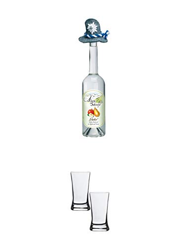 Alpenschnaps Steinbeisser Obstler 0,5 Liter + Stölzle Shotglas/Stamper 2 Stück 2050021 von 1a Schiefer