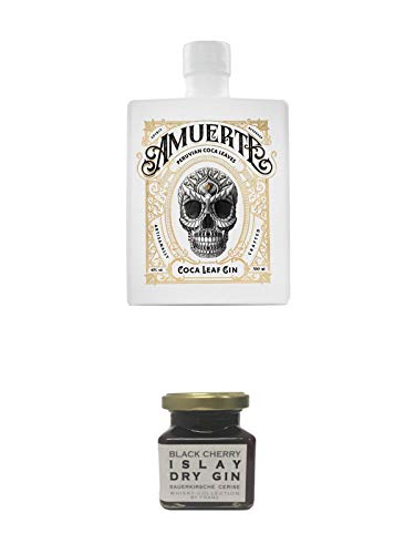 Amuerte Coca Leaf Gin 0,7 Liter White Edition + Islay Dry Gin Black Cherry Sauerkirsche Marmelade 150 Gramm von 1a Schiefer