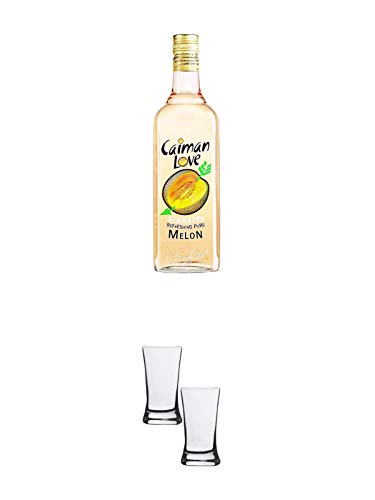 Antonio Nadal MELON Likör Caiman Love 0,7 Liter + Stölzle Shotglas/Stamper 2 Stück 2050021 von 1a Schiefer