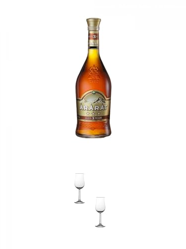 Ararat 3 Sterne Brandy 0,5 Liter + Nosing Gläser Kelchglas 2 Stück von 1a Schiefer