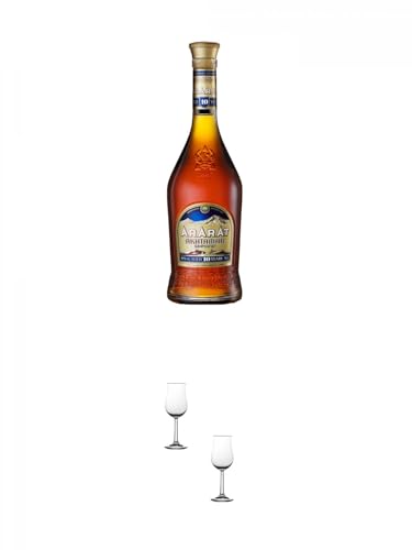 Ararat Akhtamar - 10 Jahre Brandy 0,5 Liter + Nosing Gläser Kelchglas 2 Stück von 1a Schiefer
