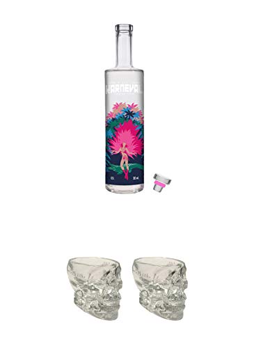 BONEZ MC & RAF CAMORA Karneval Premium Vodka 0,50 Liter + Wodka Totenkopf aus Glas 1 Stück 29 ml + Wodka Totenkopf aus Glas 1 Stück 29 ml von 1a Schiefer