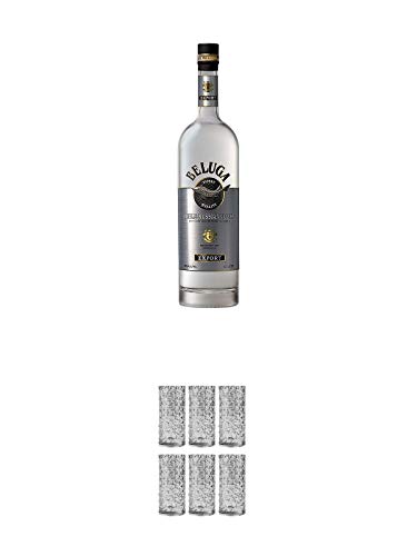 Beluga Noble Russischer Vodka 0,7 Liter + 9 Mile Highball Vodka Glas 6 Stück von 1a Schiefer