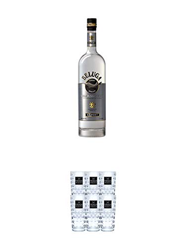 Beluga Noble Russischer Vodka 1,5 Liter + Three Sixty Vodka Gläser 6er Karton von 1a Schiefer